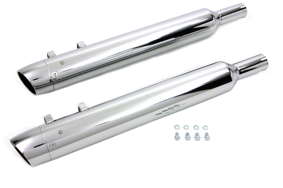 Chrome Slash End 3.5 inch Muffler Set for 1995-UP FLT Harley Touring