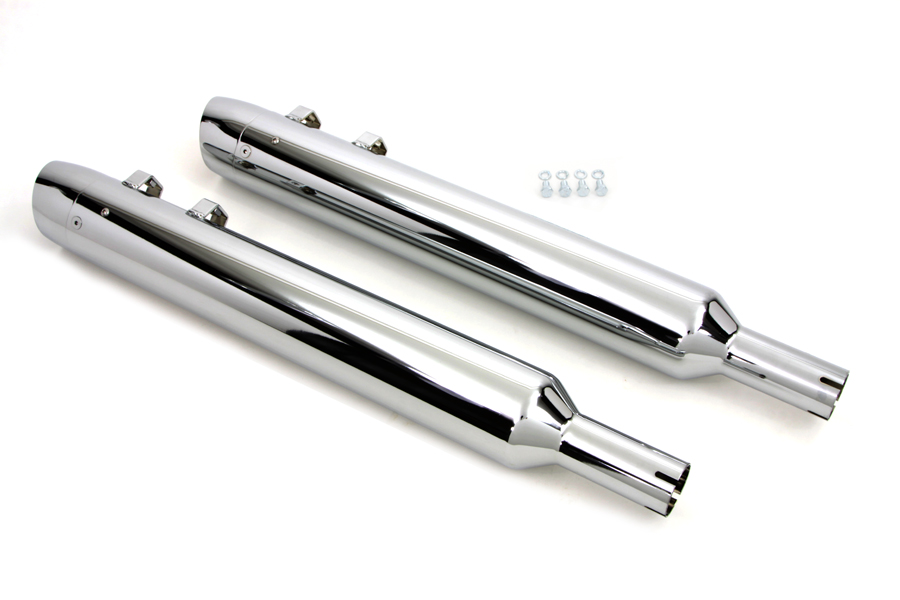 Chrome Slash End 3.5 inch Muffler Set for 1995-UP FLT Harley Touring
