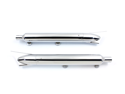 Muffler Set Chrome with Fishtail for 1996-up FLSTS Heritage