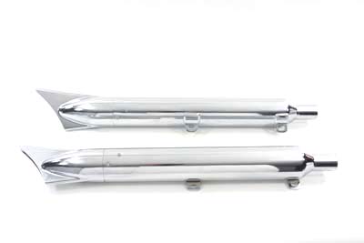 Muffler Set Chrome with Fishtail for 1996-up FLSTS Heritage