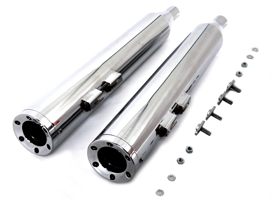 Chrome 1995-UP FLT & FLH 4" Muffler Set w/ 6 Screw Chrome End Tips
