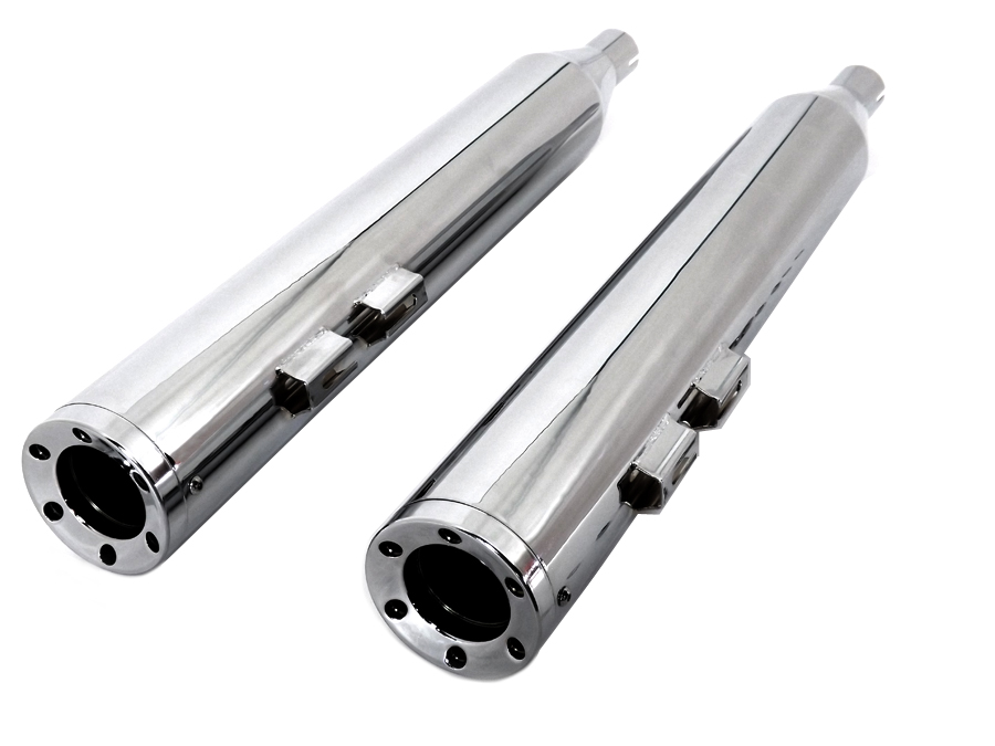 Chrome 1995-UP FLT & FLH 4" Muffler Set w/ 6 Screw Chrome End Tips