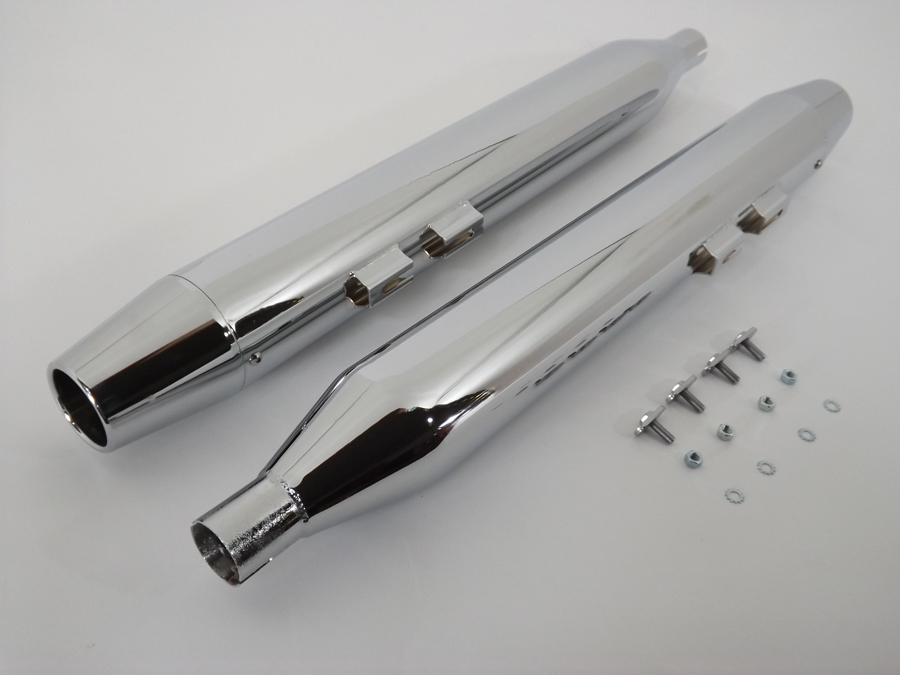 FLT 1995-UP Chrome Muffler Set with Long Tapered End Tips