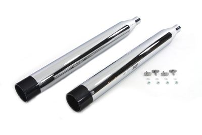 Chrome Muffler Set w/ Black Short Slash Tips for FLT 1995-UP Harley