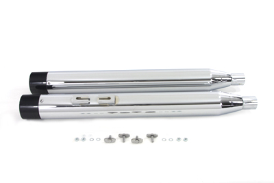 Chrome Muffler Set w/ Black Short Slash Tips for FLT 1995-UP Harley