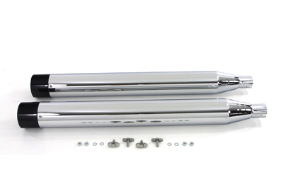 Chrome Muffler Set w/ Black Short Slash Tips for FLT 1995-UP Harley