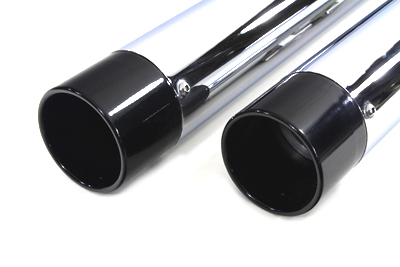 Chrome Muffler Set w/ Black Short Slash Tips for FLT 1995-UP Harley