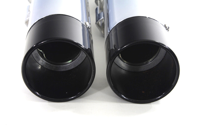 Chrome Muffler Set w/ Black Short Slash Tips for FLT 1995-UP Harley