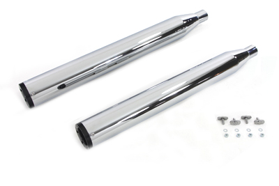 Chrome Muffler Set w/ Black Long Slash Tips for FLT 1995-UP Harley