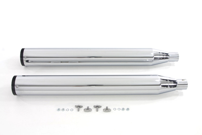 Chrome Muffler Set w/ Black Long Slash Tips for FLT 1995-UP Harley