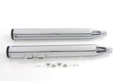 Chrome Muffler Set w/ Black Long Slash Tips for FLT 1995-UP Harley