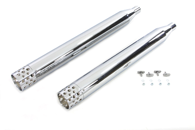 Chrome Muffler Set W/ Shooter Style End Tips for FLT 1995-UP Harley