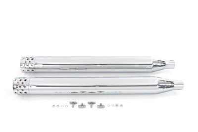 Chrome Muffler Set W/ Shooter Style End Tips for FLT 1995-UP Harley