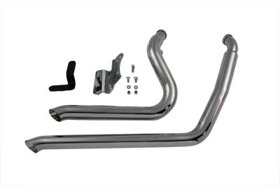 Chrome 2 in. Side Sweep Exhaust Drag Pipe Set 1984-up FXST