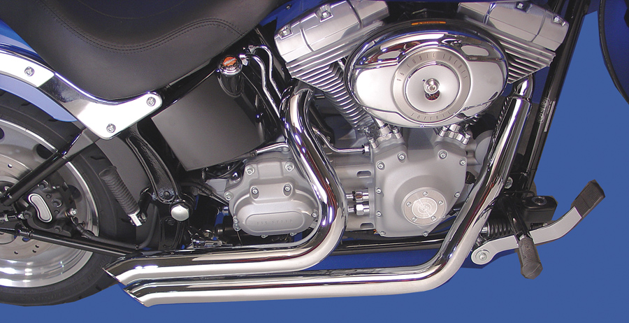 Chrome 2 in. Side Sweep Exhaust Drag Pipe Set 1984-up FXST