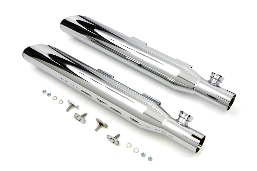 Chrome FXST 2007-UP Slip On Muffler Set With Slash Ends