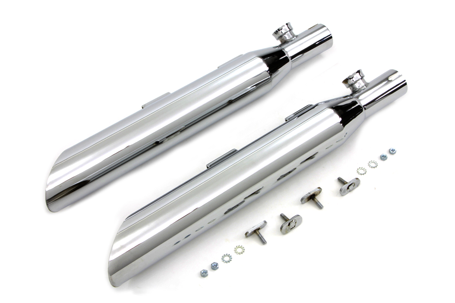 Chrome FXST 2007-UP Slip On Muffler Set With Slash Ends