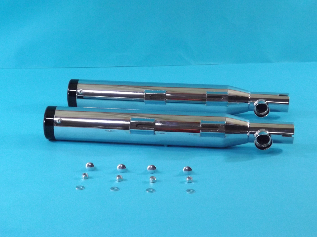 Chrome XL 2007-UP Slip On Muffler Set With Black Tips