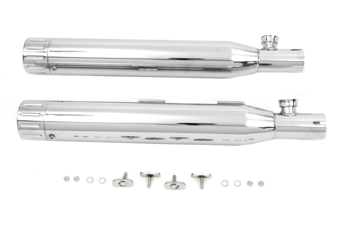 FXST 2007-UP Chrome Slip On Muffler Set w/ Barrel Tip Ends