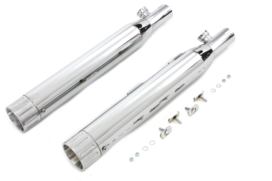 FXST 2007-UP Chrome Slip On Muffler Set w/ Barrel Tip Ends