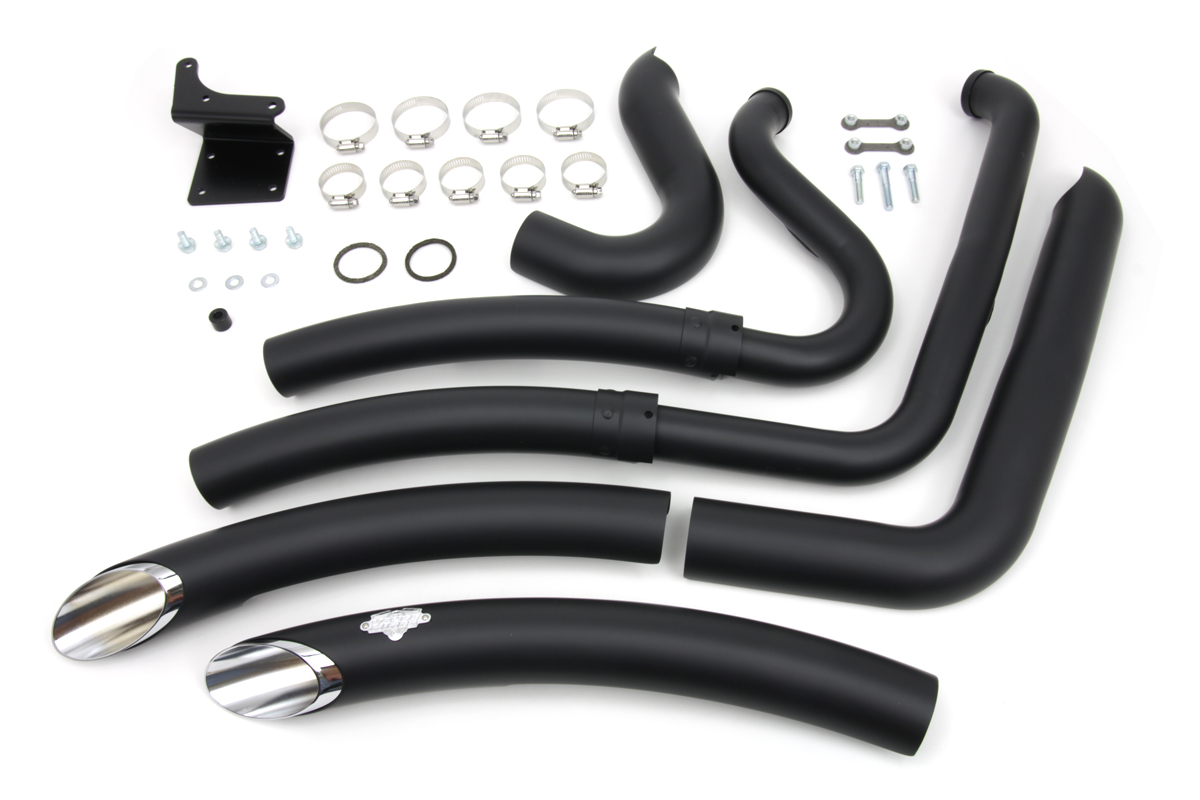 FXD 2012-UP Black Exhaust Drag Pipe Set Big Radius