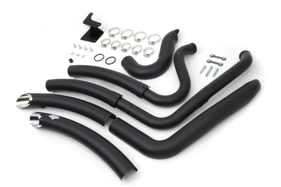 FXD 2012-UP Black Exhaust Drag Pipe Set Big Radius