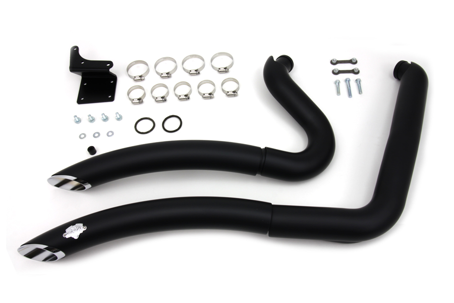 FXD 2012-UP Black Exhaust Drag Pipe Set Big Radius