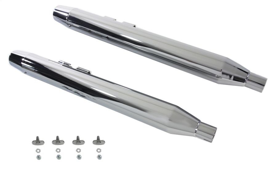 FLT 1995-UP Muffler Set With Chrome Long Tapered End Tips