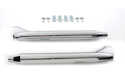 Chrome Rocket Fishtail Slip-On Muffler Set for FLSTS 1997-UP Harley