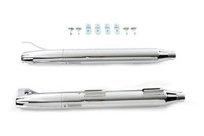 Chrome Rocket Fishtail Slip-On Muffler Set for FLSTS 1997-UP Harley