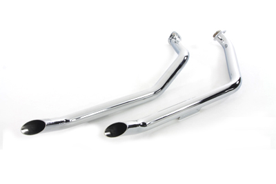Chrome Exhaust Drag Pipe Goose Slash Cut Set FX 1971-84 Harley