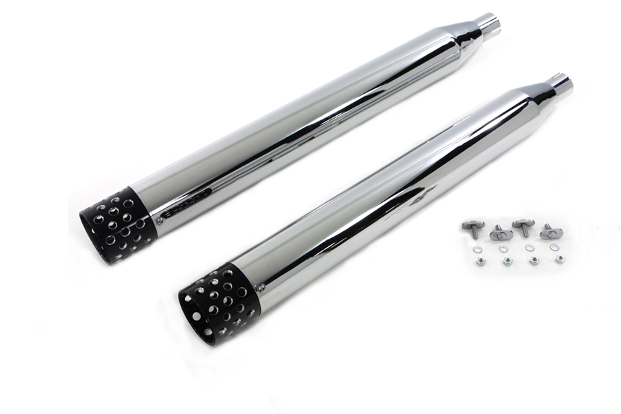 FLT 1995-UP Tour Glide Muffler Set with Black Shooter Style Ends