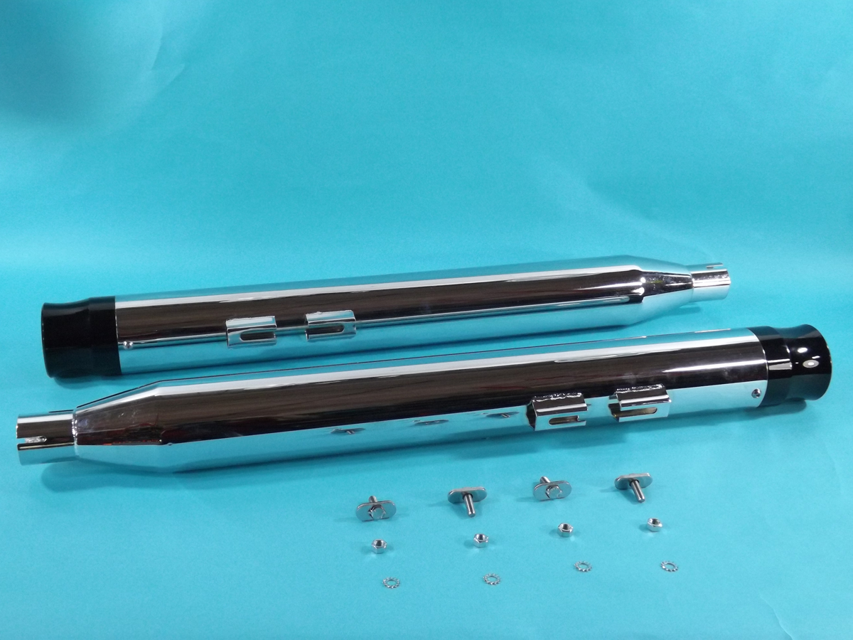 FLT 1995-UP Muffler Set with Black Bell Shaped End Tips