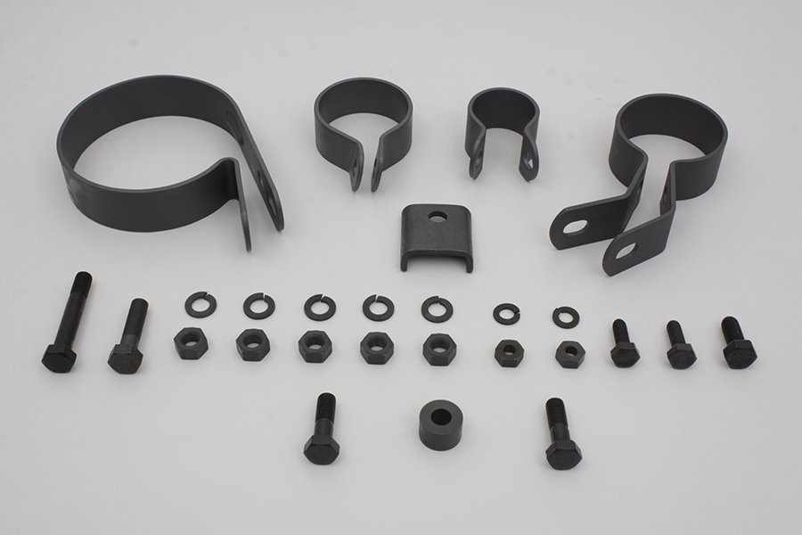 Parkerized Exhaust System Clamp Kit, 1941-1957 EL & FL