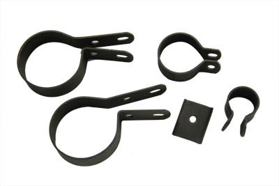Stock Black Harley Exhaust Clamp Set for UL 1936-1940