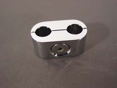 Chrome Dual Throttle Cable Separator Clamp Oval Style