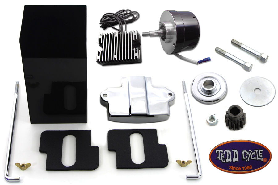 Black 12 Volt Alternator Generator Conversion Kit for Flatheads
