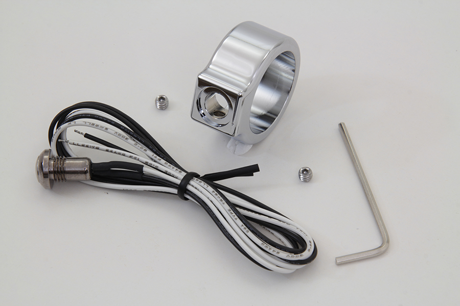 Chrome Single Handlebar Button Switch Kit, for 1" Handlebars