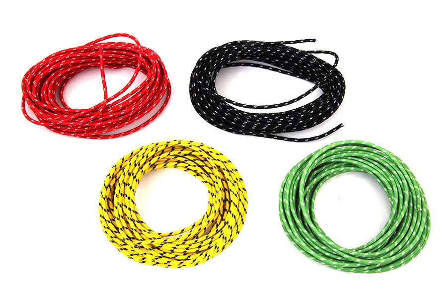 Cloth Covered Wire Kit, black, red, green and yellow