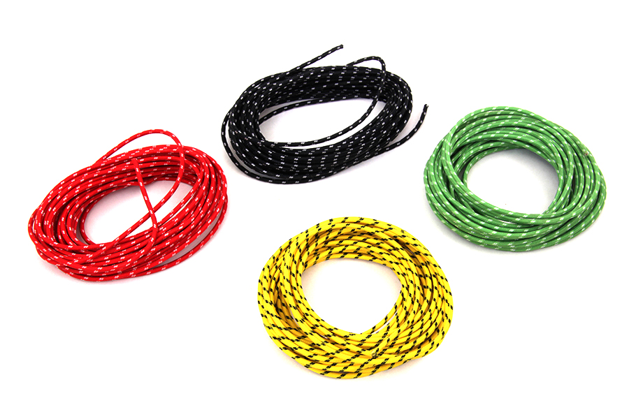 Cloth Covered Wire Kit, black, red, green and yellow