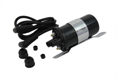 Black Round 6 Volt Ignition Coil for Harley EL & FL 1936-1965