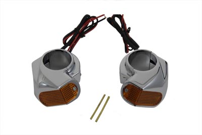 Chrome Front Turn Signal Marker Lamp Set for Harley and Custom