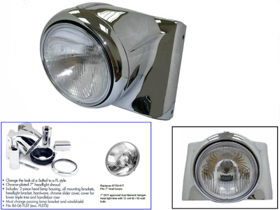 Chrome FLST 1986-2006 Heritage Headlamp 7" Cowl Kit