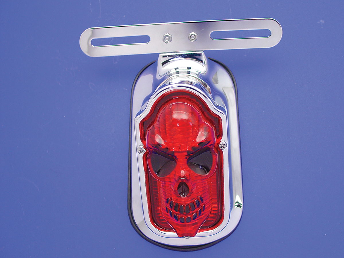 Skull Face Tombstone Tail Lamp Chrome