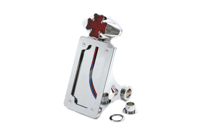 Side Mount Chrome Iron Cross LED Tail Lamp Kit for Harley FXST FLST FX
