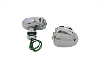 Center Mount Green LED Marker Lamp Set For Harley and Custom