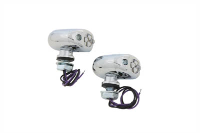 Center Mount Purple LED Marker Lamp Set For Harley and Custom