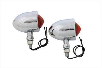 Chrome Red Bullet Marker Lamp Set for Harley Custom