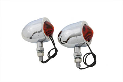 Chrome Red Bullet Marker Lamp Set for Harley Custom
