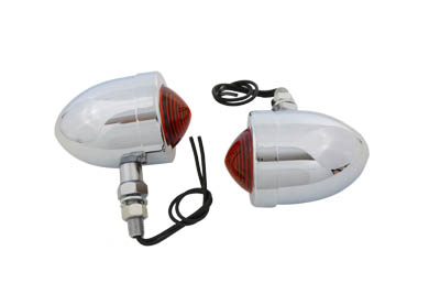 Chrome Red Bullet Marker Lamp Set for Harley Custom